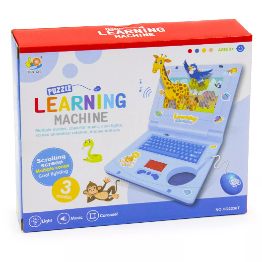 kék játék laptop, zenél és világít kék játék laptop, zenél és világít