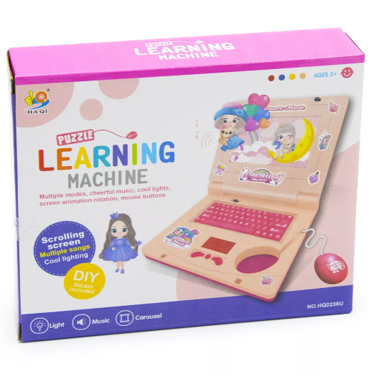 rózsaszín játék laptop, zenél és világít rózsaszín játék laptop, zenél és világít