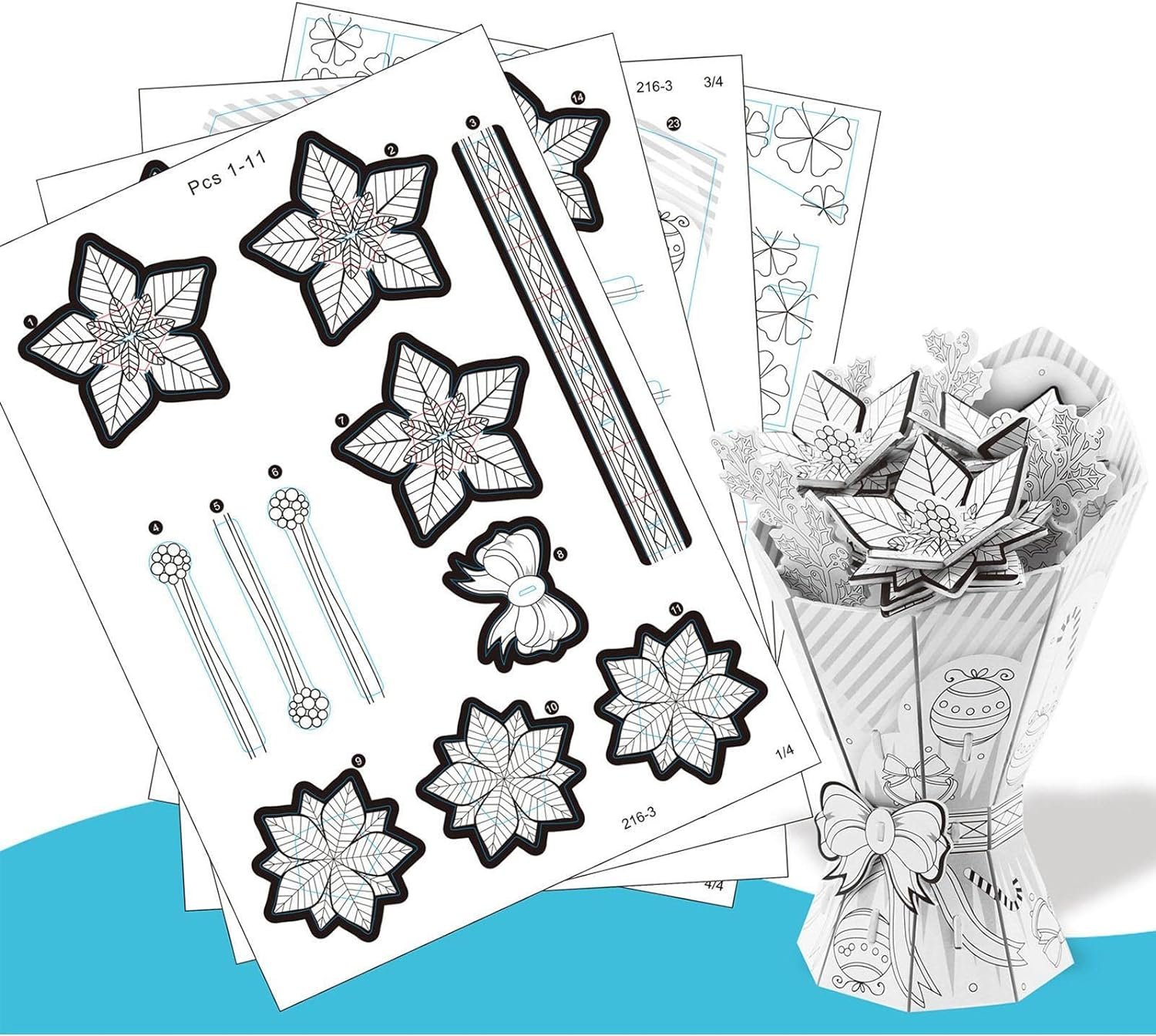 3d virágos kirakós csokor 10 filctollal, színező graffiti csokorfestés 3d virágos kirakós csokor 10 filctollal, színező graffiti csokorfestés