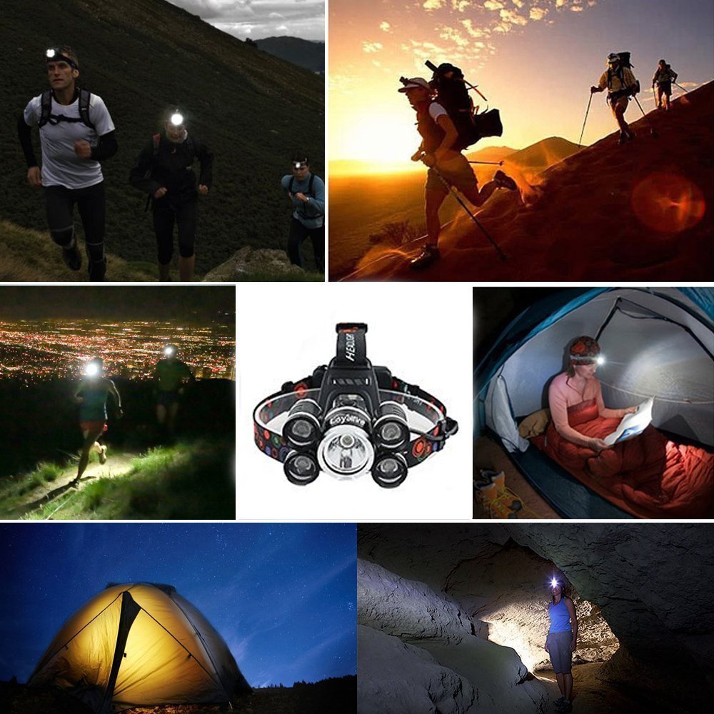 5 led es fejlámpa, újratölthető és vízálló kapcsoló, 4 led es világítási mód, 2x18650 battery 5 led es fejlámpa, újratölthető és vízálló kapcsoló, 4 led es világítási mód, 2x18650 battery
