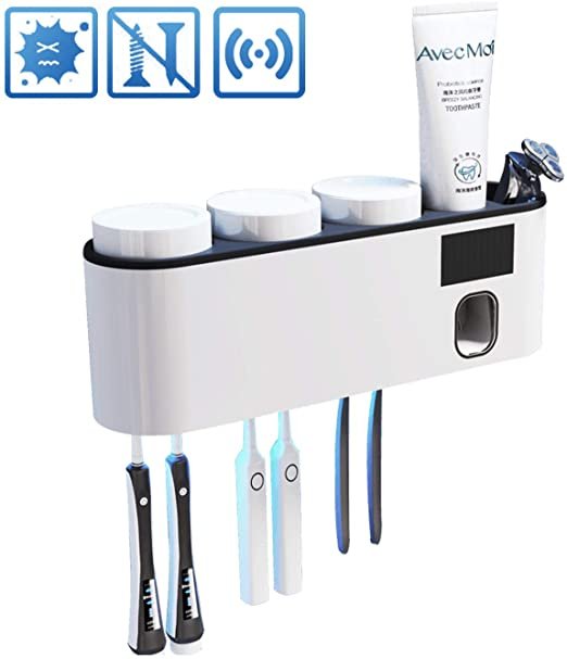 falra szerelhető uv fényes fertőtlenítő, fogkefe sterilizáló és fogkrém adagoló fogmosó pohárral falra szerelhető uv fényes fertőtlenítő, fogkefe sterilizáló és fogkrém adagoló fogmosó pohárral