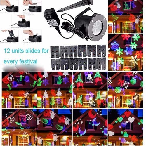 diy projection lamp vízálló ip44 kültéri, forgó lézer projektor 12 cserélhetó mintával diy projection lamp vízálló ip44 kültéri, forgó lézer projektor 12 cserélhetó mintával