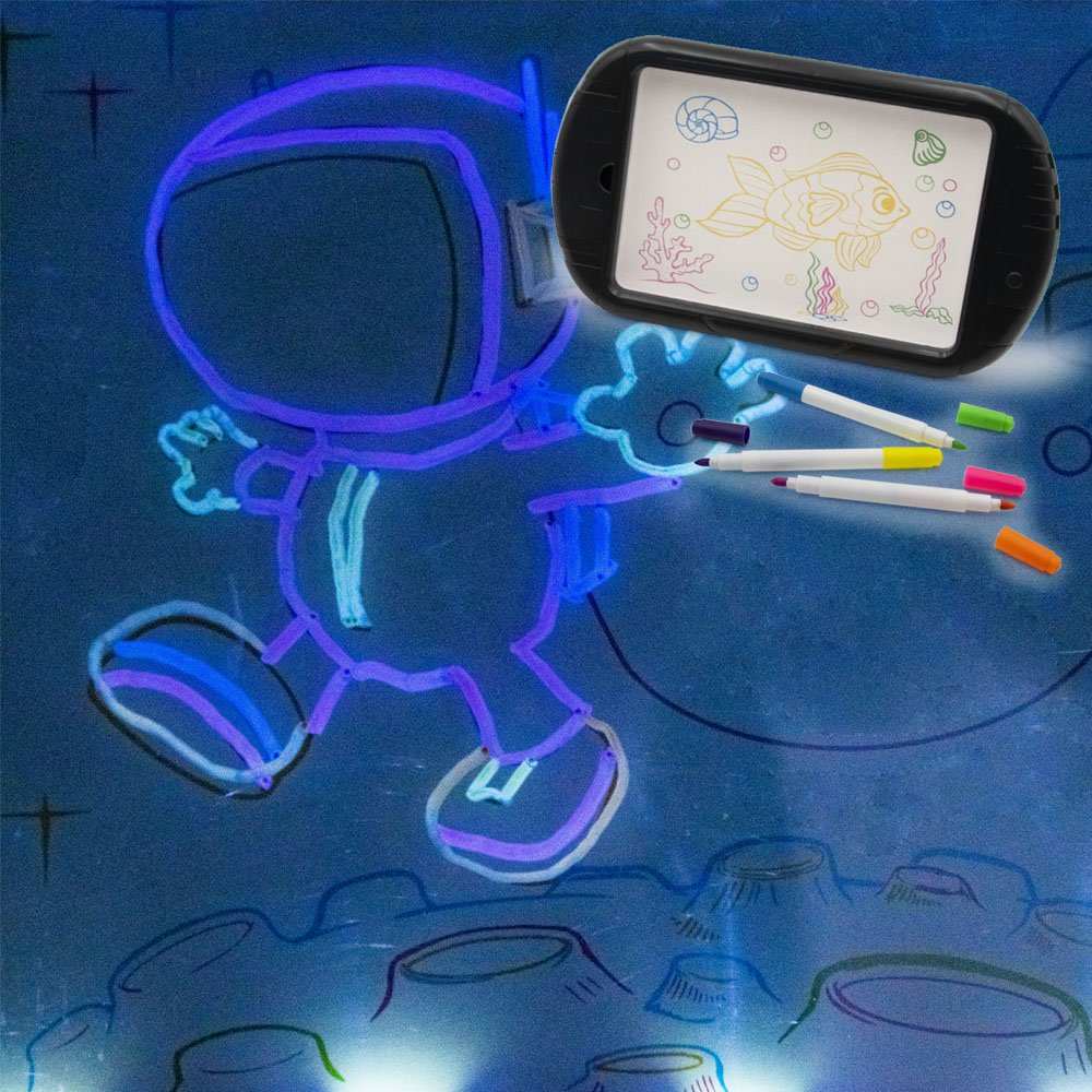 glow board uv fényes rajztábla színes filcekkel 20 x 35 cm glow board uv fényes rajztábla színes filcekkel 20 x 35 cm