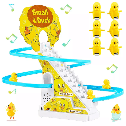 zenélő és világító kacsa csúszda, 6 db kiskacsával zenélő és világító kacsa csúszda, 6 db kiskacsával