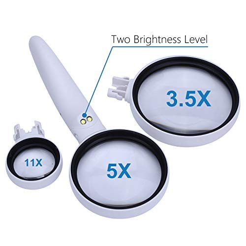 tölthető 2led es cserélhető lencse típusú nagyító 3db lencse 3,5x 5x 11x tölthető 2led es cserélhető lencse típusú nagyító 3db lencse 3,5x 5x 11x
