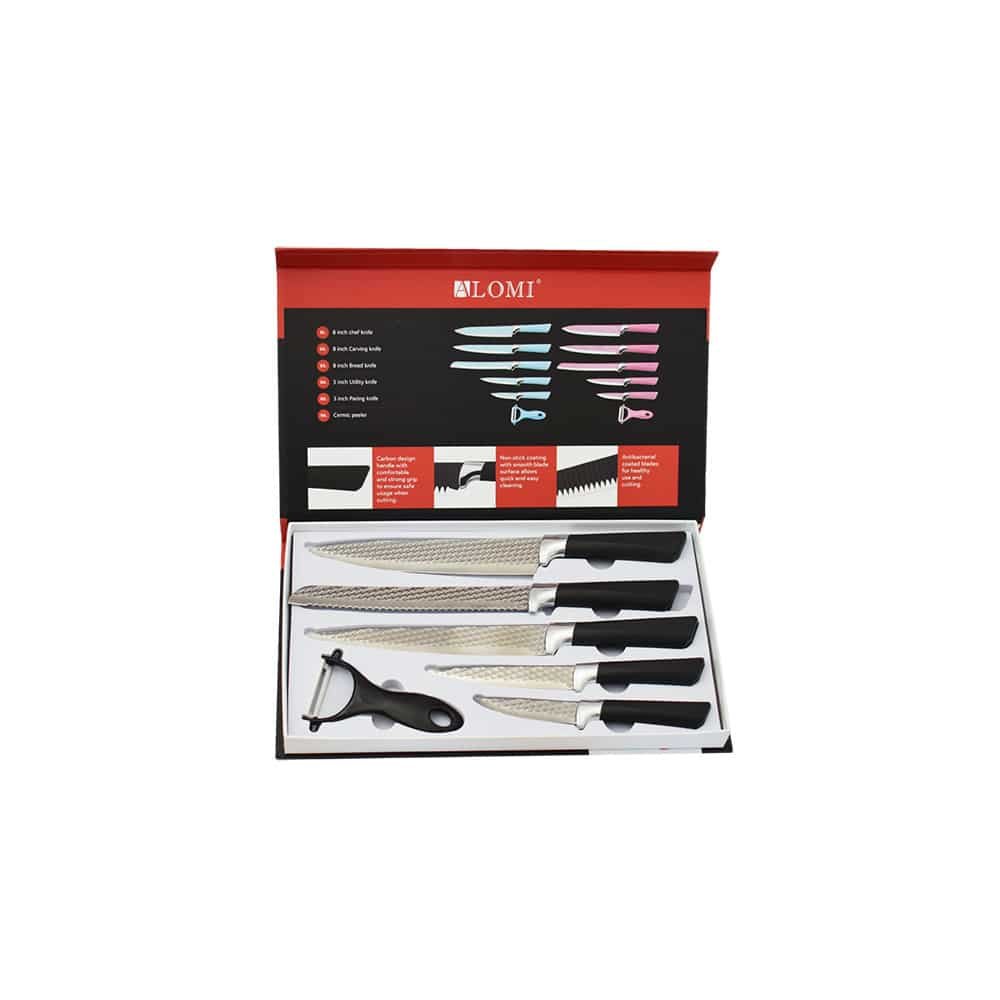 5 részes tapadásmentes, rozsdamentes acél késkészlet hámozóval 5 részes tapadásmentes, rozsdamentes acél késkészlet hámozóval