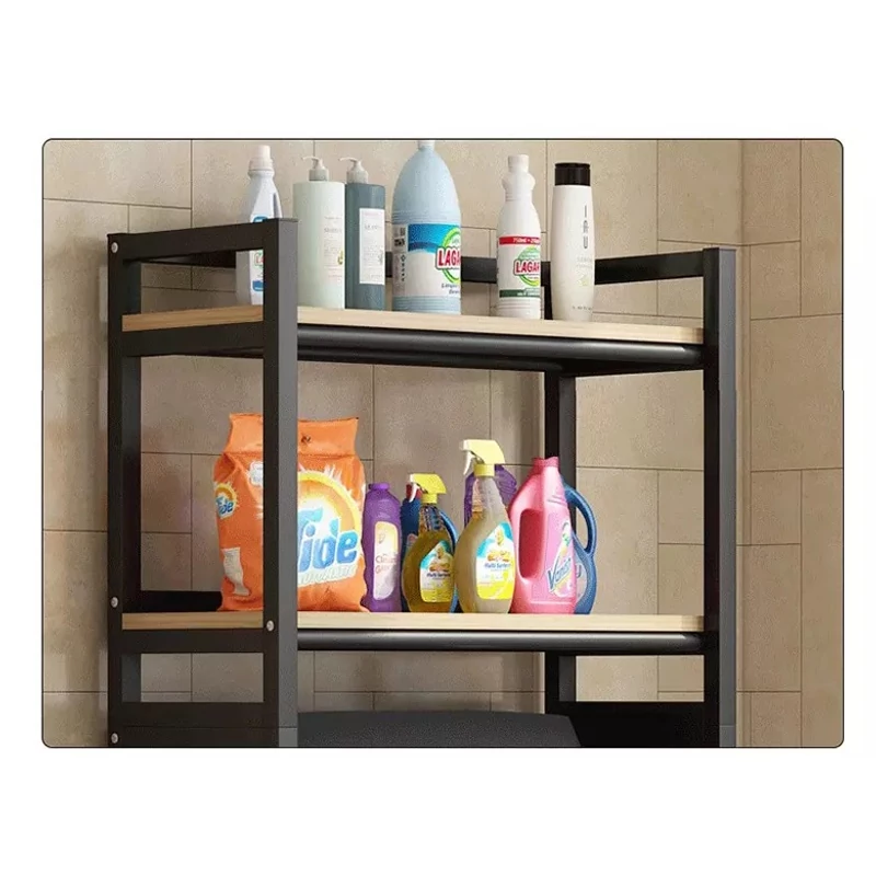 3 szintes masszív fém fürdőszobai polcrendszer mosógép fölé fa polcokkal, fekete 175 cm 3 szintes masszív fém fürdőszobai polcrendszer mosógép fölé fa polcokkal, fekete 175 cm