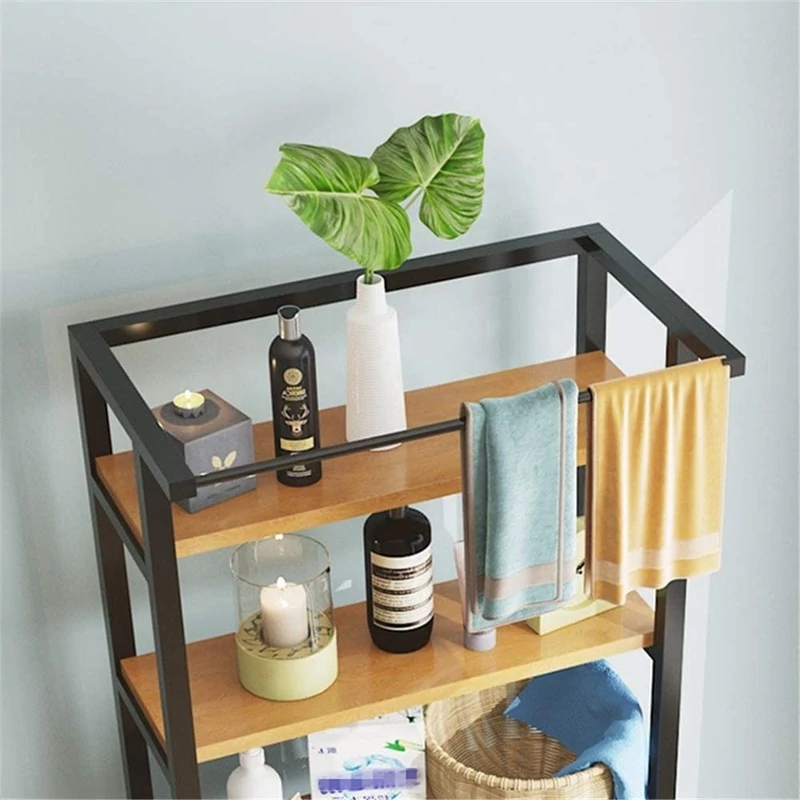 3 szintes masszív fém fürdőszobai polcrendszer mosógép fölé fa polcokkal, fekete 175 cm 3 szintes masszív fém fürdőszobai polcrendszer mosógép fölé fa polcokkal, fekete 175 cm