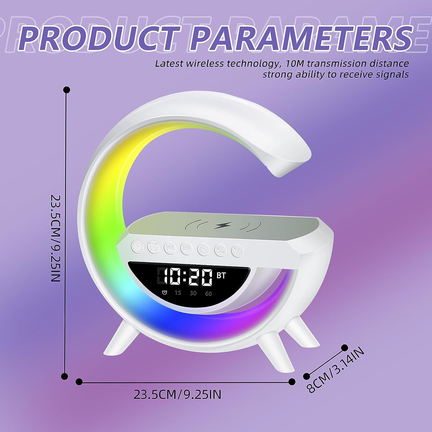 többfunkciós vezeték nélküli rgb led lámpa hangszóróval, bluetooth kapcsolattal időkijelzés és ébresztőóra funkció többfunkciós vezeték nélküli rgb led lámpa hangszóróval, bluetooth kapcsolattal időkijelzés és ébresztőóra funkció