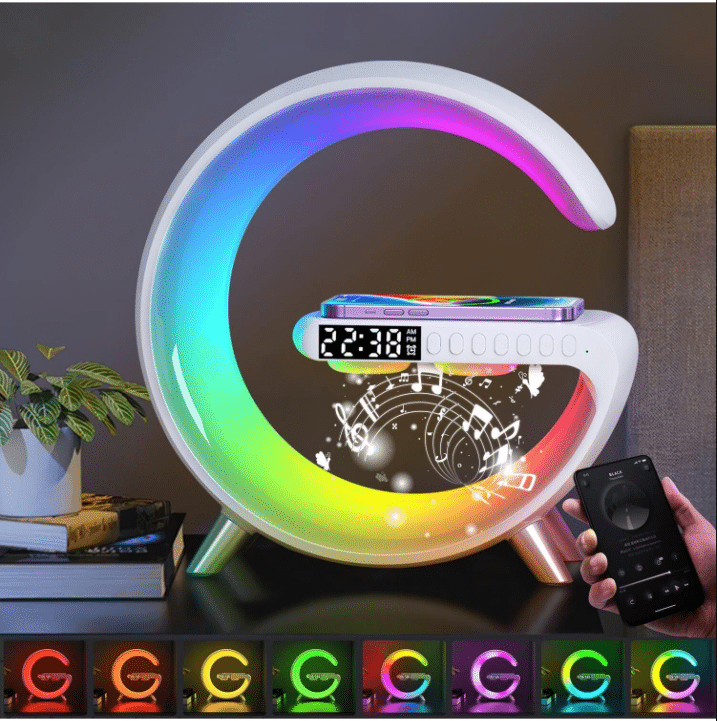multifunkciós szórakoztató állomás – bluetooth hangszóró, vezeték nélküli töltő, rgb led party fény és éjszakai lámpa – 10w multifunkciós szórakoztató állomás – bluetooth hangszóró, vezeték nélküli töltő, rgb led party fény és éjszakai lámpa – 10w