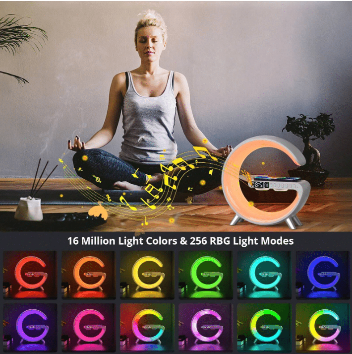 multifunkciós szórakoztató állomás – bluetooth hangszóró, vezeték nélküli töltő, rgb led party fény és éjszakai lámpa – 10w multifunkciós szórakoztató állomás – bluetooth hangszóró, vezeték nélküli töltő, rgb led party fény és éjszakai lámpa – 10w