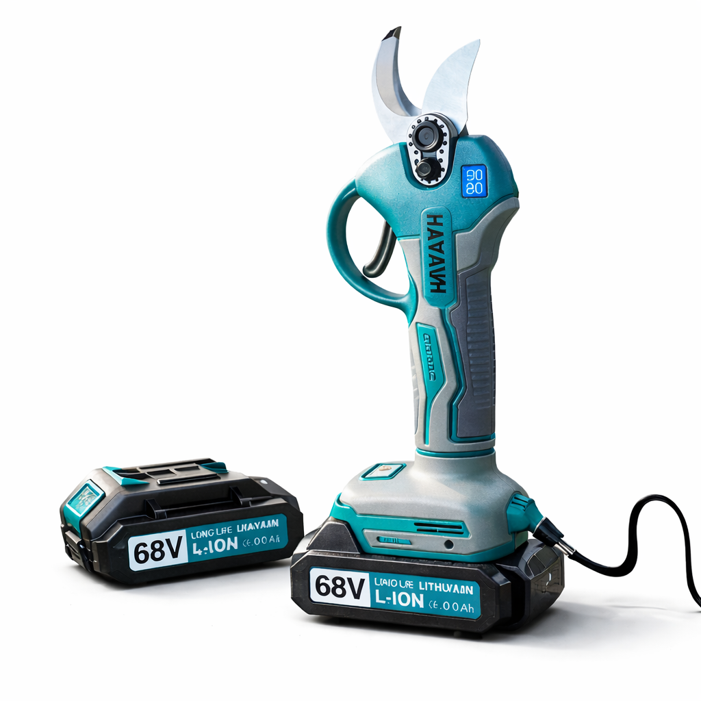 akkumulátoros metszőolló, 2 db 68 v akkumulátorral, dobozban hayami ha 1029