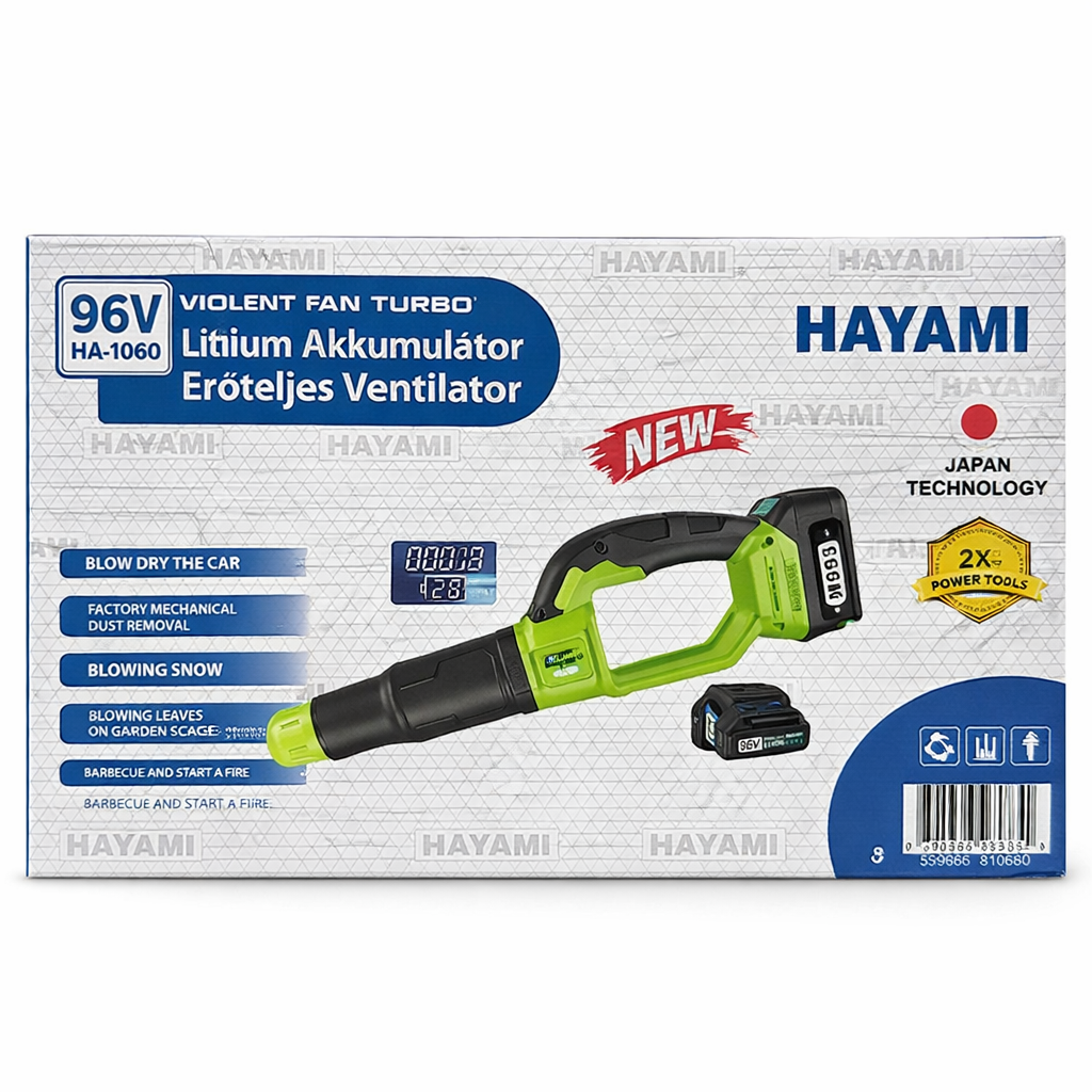 hayami 96v akkumulátoros lombfúvó – ha 1060 | erőteljes ventilátor japán technológiával hayami 96v akkumulátoros lombfúvó – ha 1060 | erőteljes ventilátor japán technológiával
