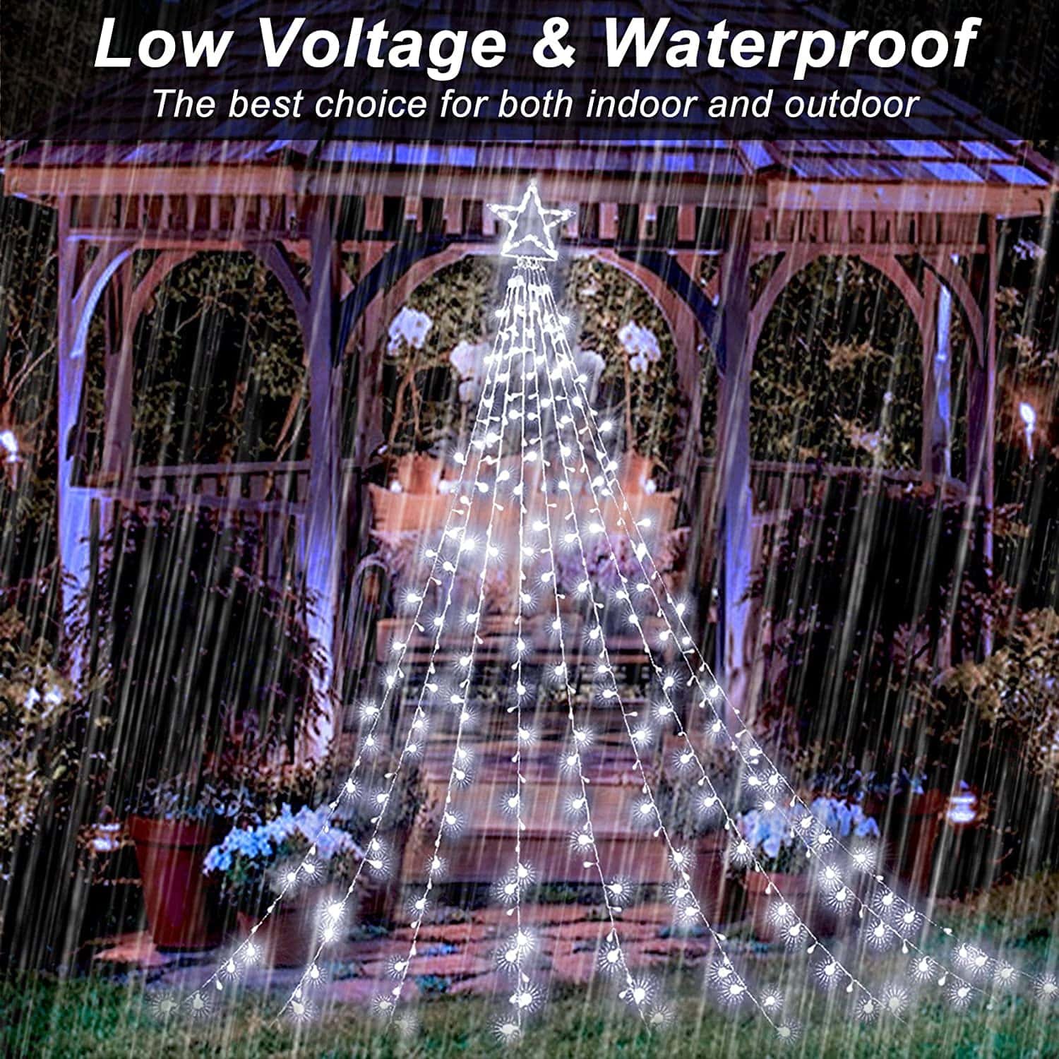 premium led star 360 led es kül és beltéri vízesés fényfüzér 8 üzemmóddal hideg fehér premium led star 360 led es kül és beltéri vízesés fényfüzér 8 üzemmóddal hideg fehér