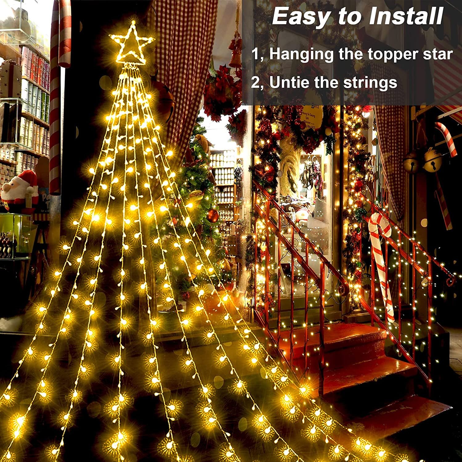 premium led star 360 led es kül és beltéri vízesés fényfüzér 8 üzemmóddal meleg fehér premium led star 360 led es kül és beltéri vízesés fényfüzér 8 üzemmóddal meleg fehér