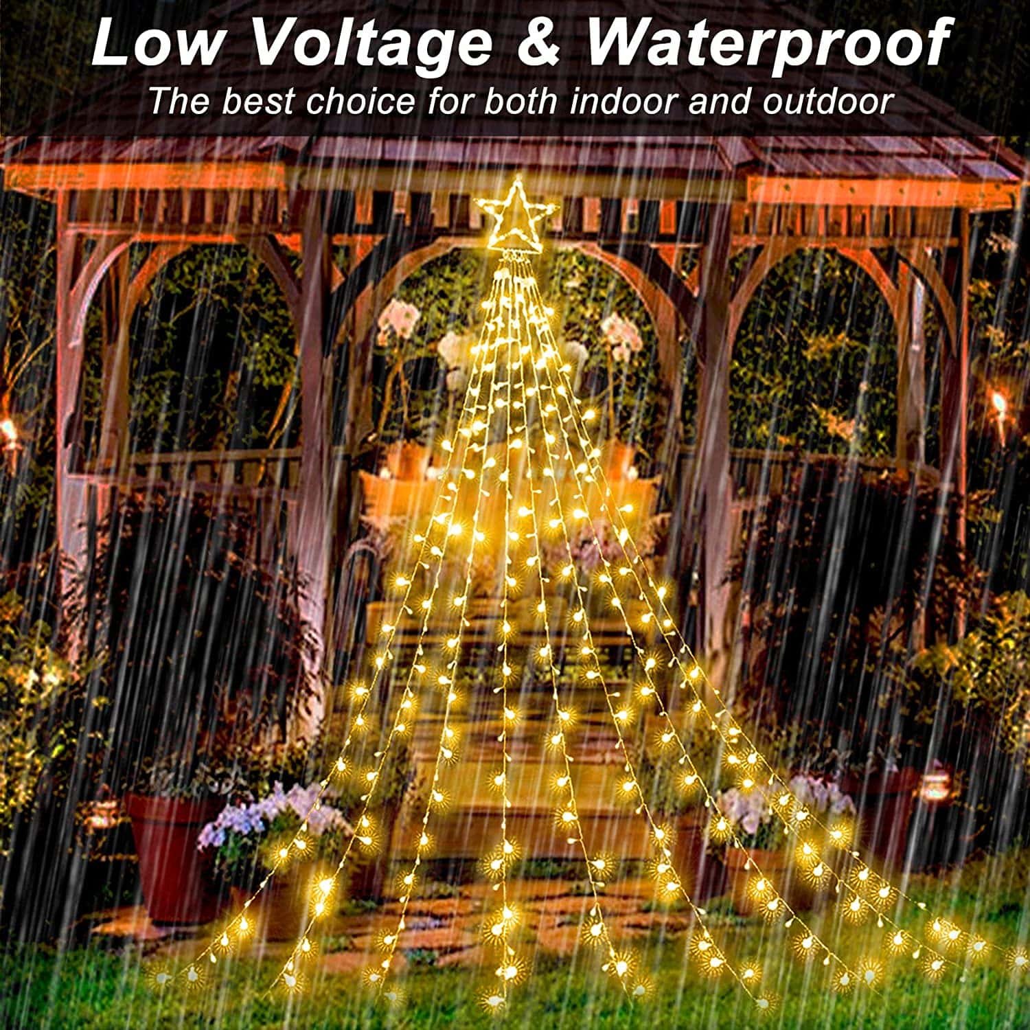 premium led star 360 led es kül és beltéri vízesés fényfüzér 8 üzemmóddal meleg fehér premium led star 360 led es kül és beltéri vízesés fényfüzér 8 üzemmóddal meleg fehér