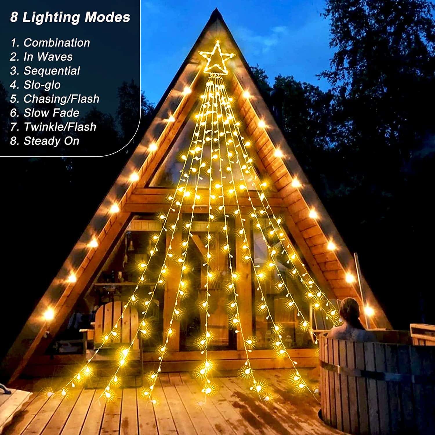 premium led star 360 led es kül és beltéri vízesés fényfüzér 8 üzemmóddal meleg fehér premium led star 360 led es kül és beltéri vízesés fényfüzér 8 üzemmóddal meleg fehér