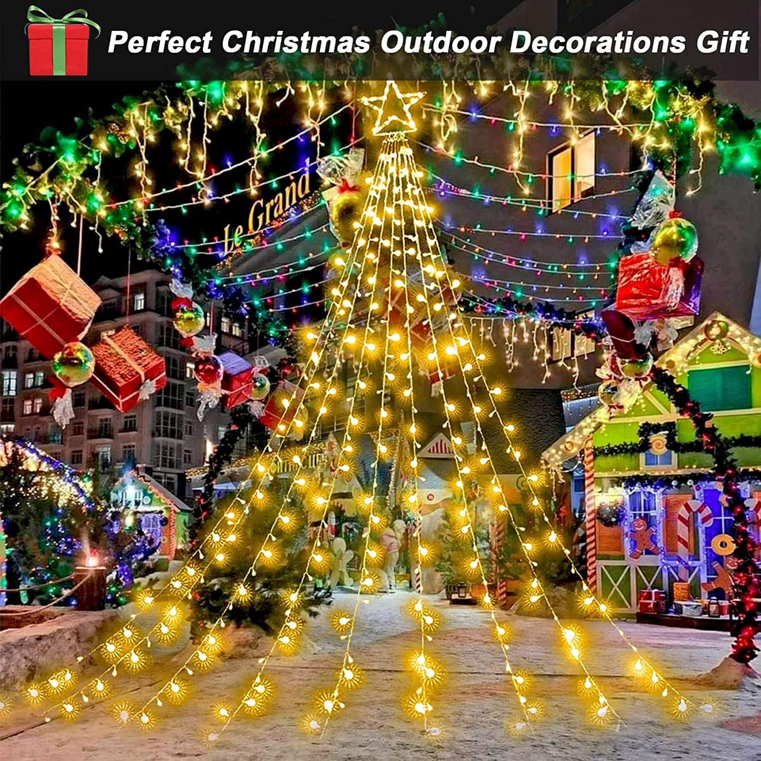 premium led star 360 led es kül és beltéri vízesés fényfüzér 8 üzemmóddal meleg fehér premium led star 360 led es kül és beltéri vízesés fényfüzér 8 üzemmóddal meleg fehér