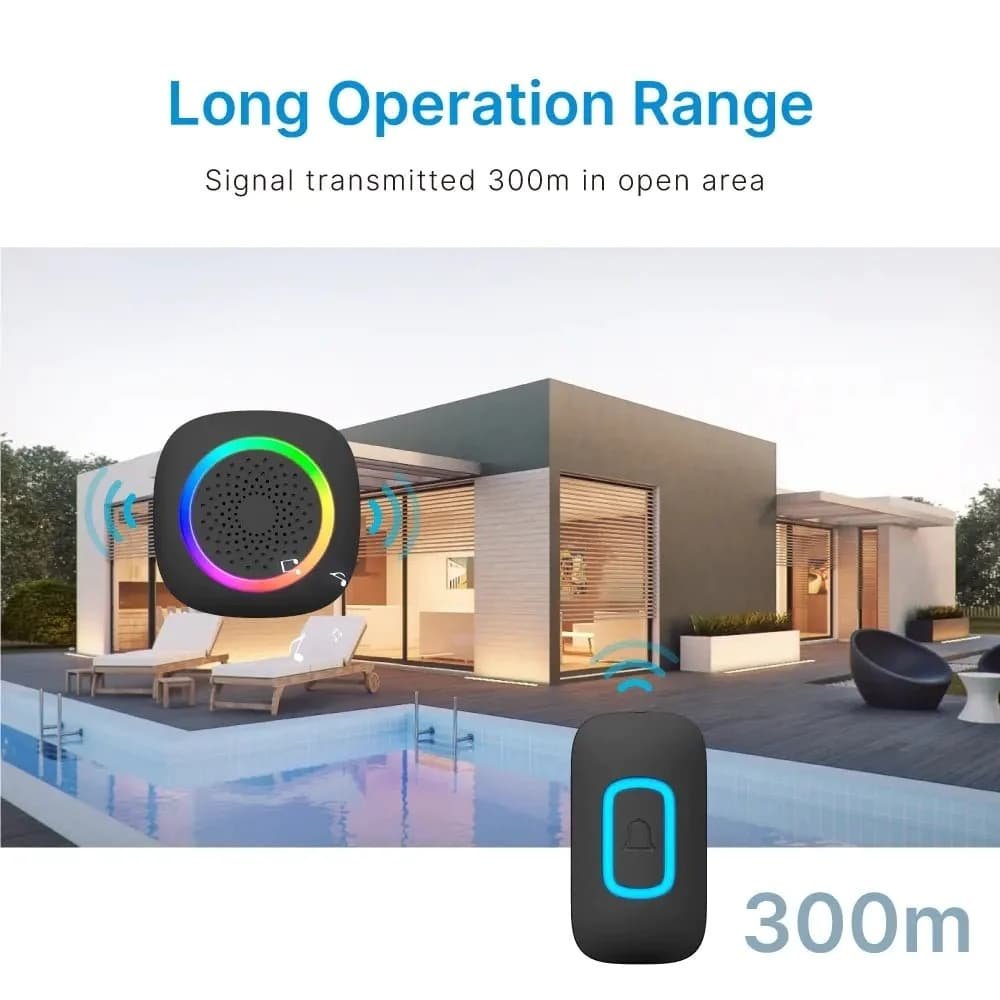 vezetéknélküli kapucsengő rgb világítással, 300m hatótávval vezetéknélküli kapucsengő rgb világítással, 300m hatótávval