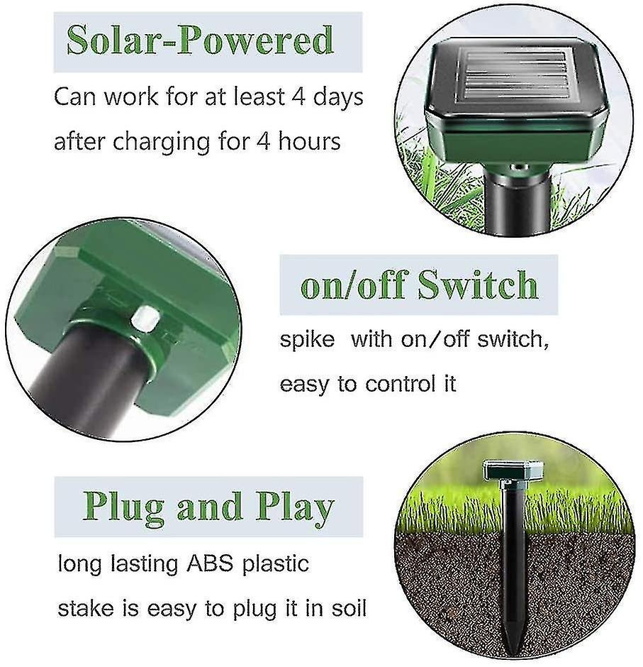 napelemes ultrahangos vakond és rágcsáló riasztó 400hz 4 darabos csomag napelemes ultrahangos vakond és rágcsáló riasztó 400hz 4 darabos csomag
