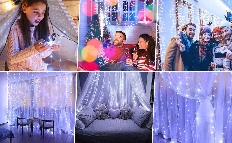 led fényfüggöny 8 üzemmód 2m x 2m 200 led es hideg fehér led fényfüggöny 8 üzemmód 2m x 2m 200 led es hideg fehér