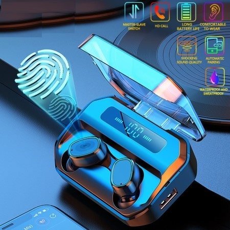 bluetooth tws headset kijelzővel / vezeték nélküli fülhallgató tokba épített töltővel kd m8 bluetooth tws headset kijelzővel / vezeték nélküli fülhallgató tokba épített töltővel kd m8