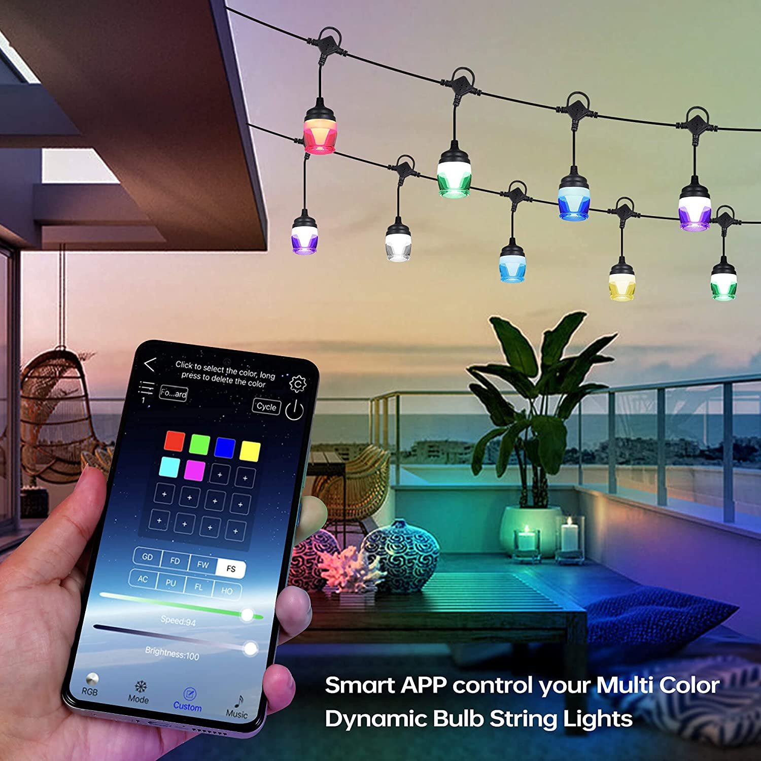 bluetooth kültéri rgb okos led égősor színes 9m f12c bluetooth kültéri rgb okos led égősor színes 9m f12c