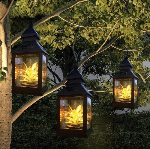 kültéri napelemes dekorlámpa műnövénnyel kültéri napelemes dekorlámpa műnövénnyel